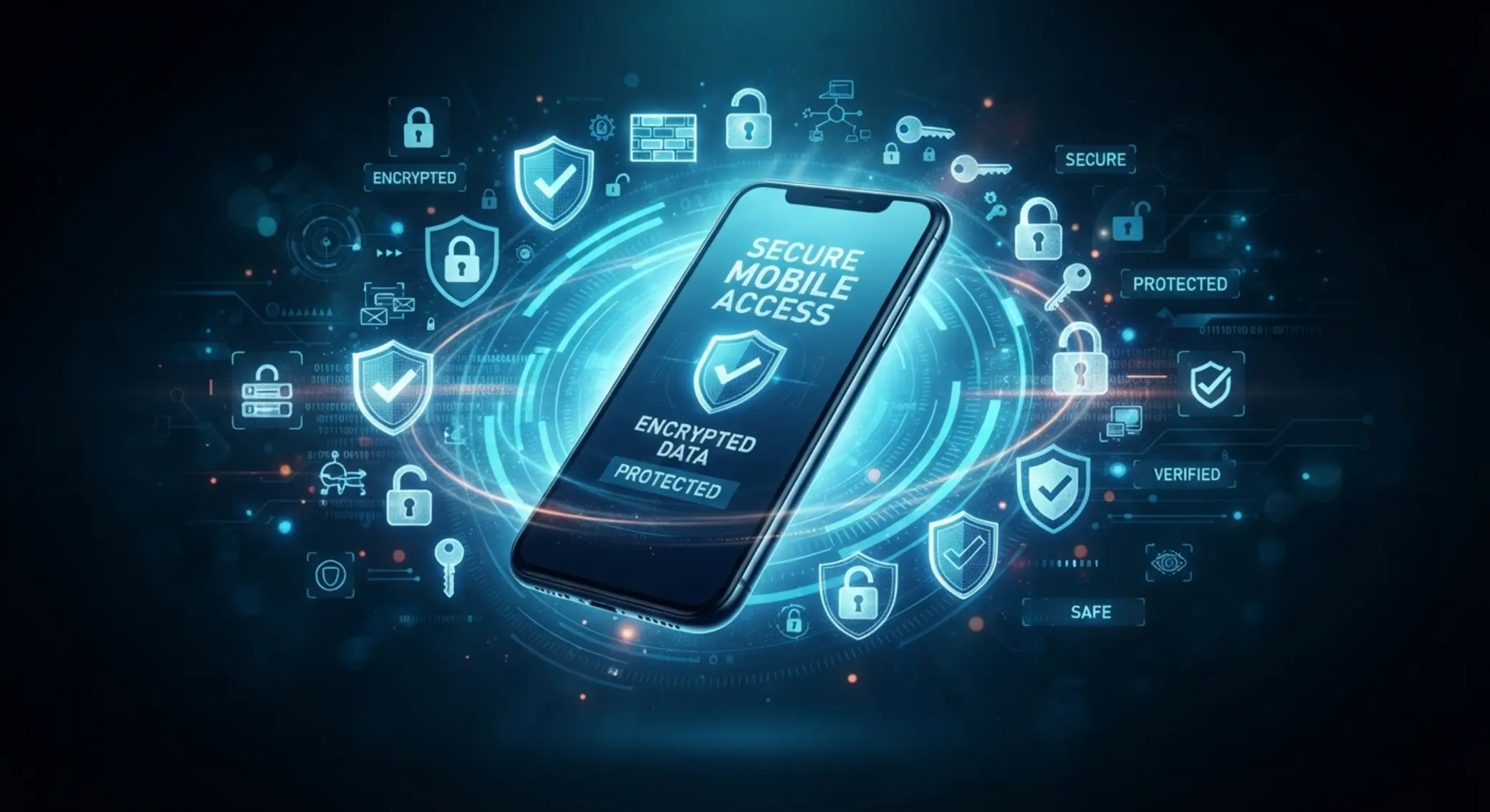 Motyw bezpieczeństwa aplikacji mobilnej z telefonem i kłódką