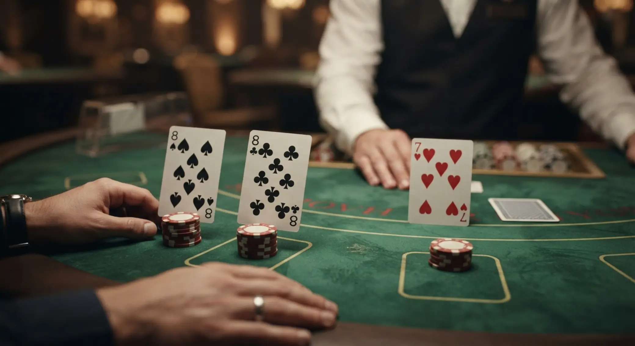Para ósemek na stole blackjack jako przykład decyzji split
