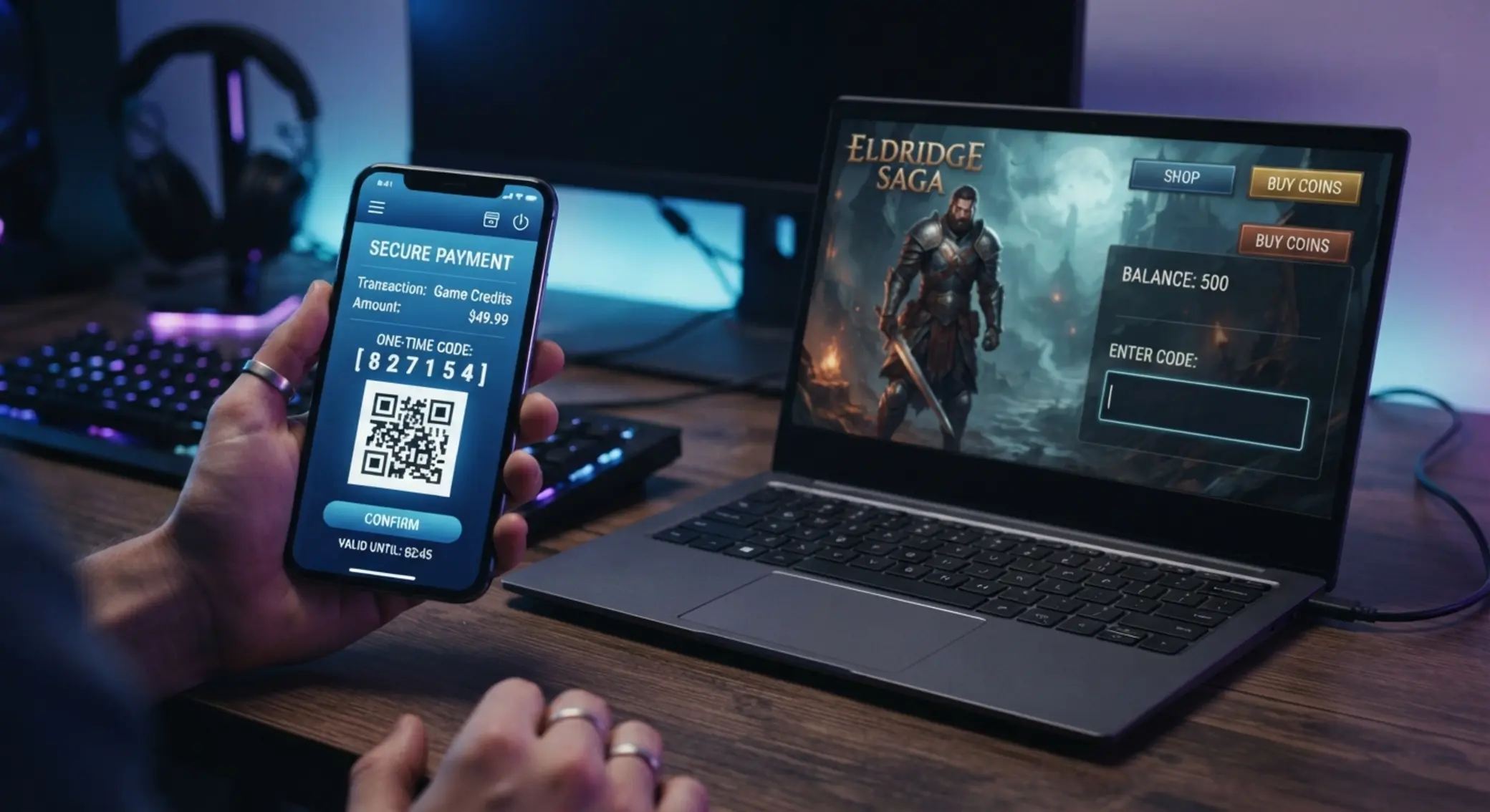 Telefon z aplikacją bankową BLIK obok ekranu kasyna online