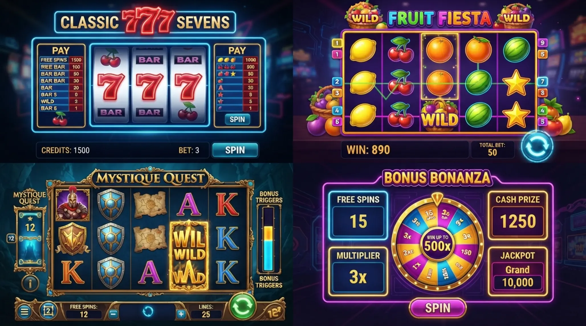 Różne typy gier 777: klasyczny slot, owocówka i nowoczesny wideo-slot