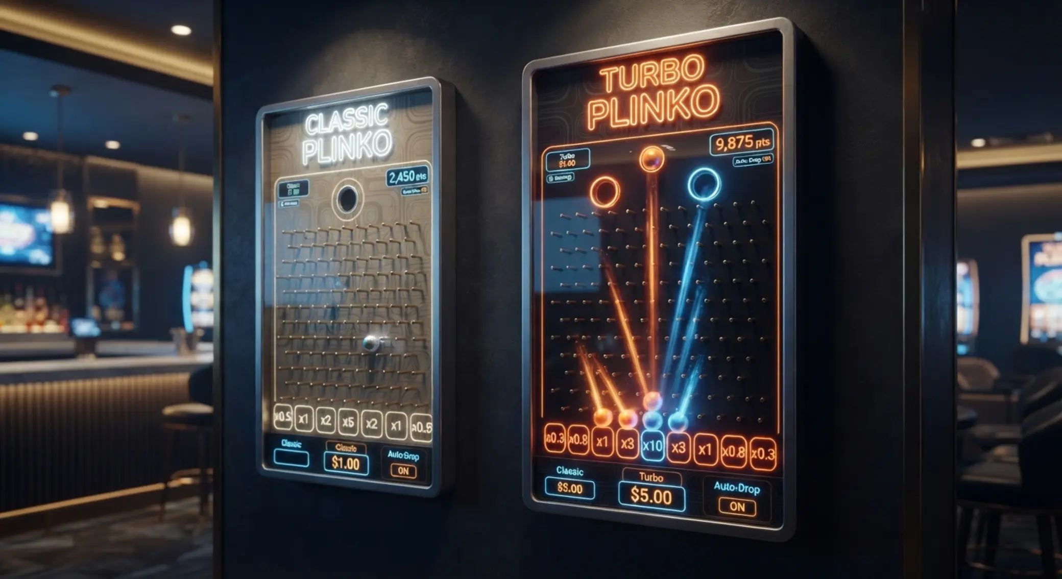 Porównanie dwóch wariantów planszy Plinko online
