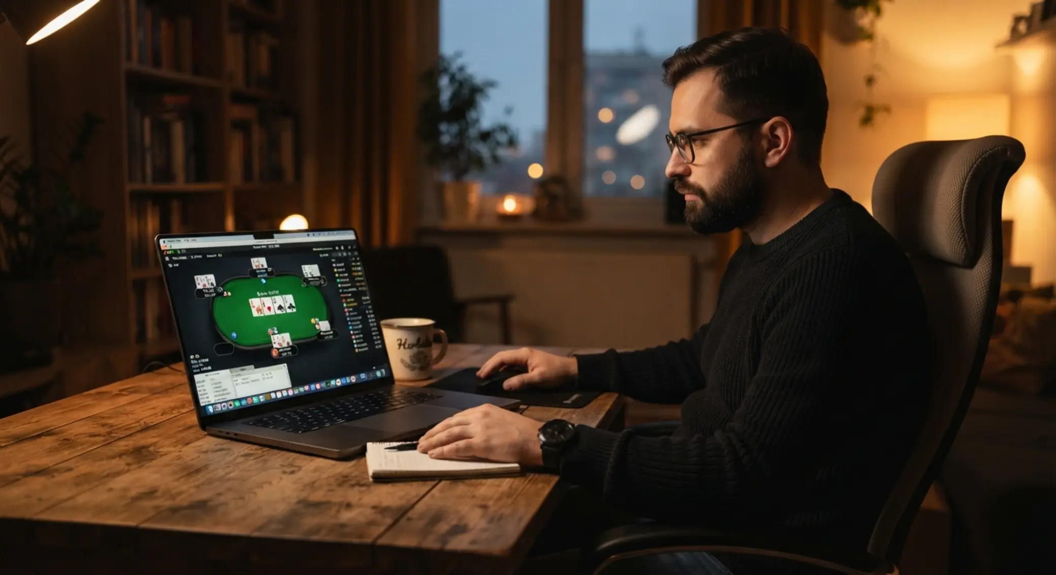 Poker online na laptopie Stół pokerowy online na ekranie laptopa